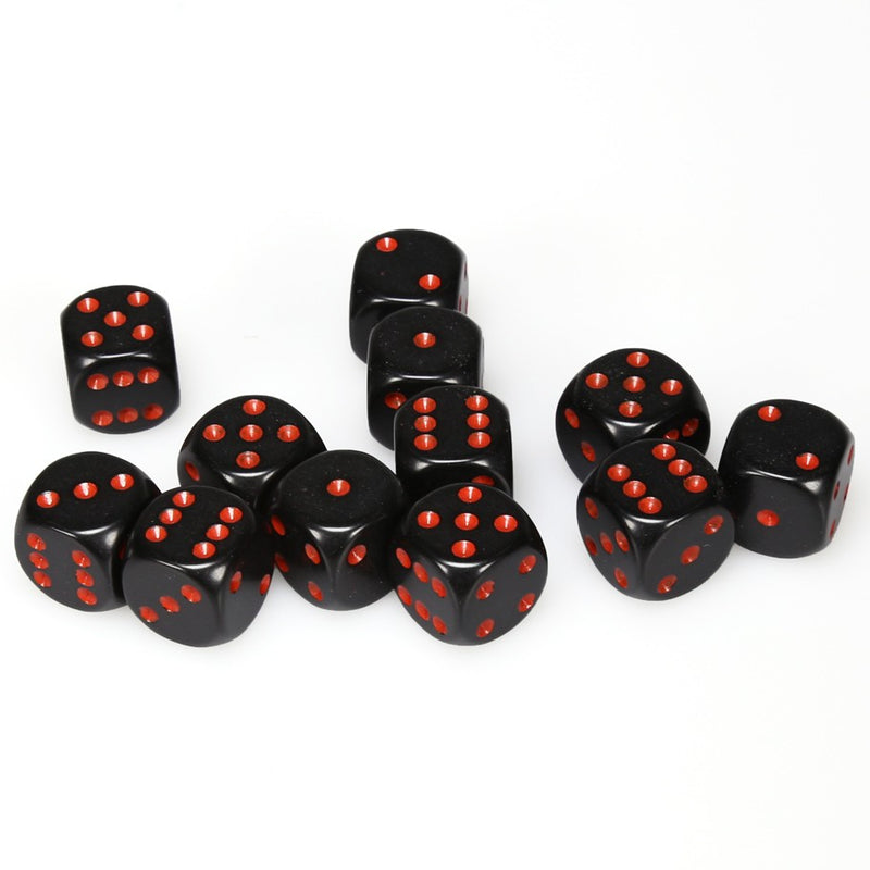 Chessex Opaque: 16MM D6 Black/Red (12)