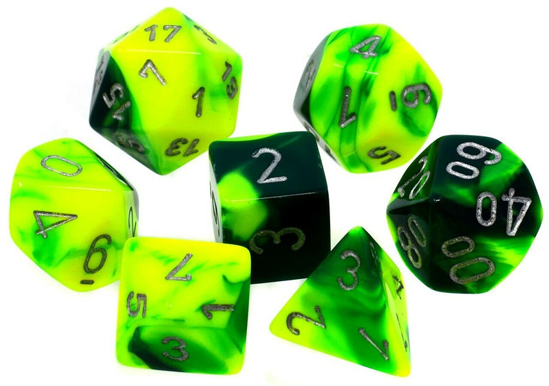 Chessex Gemini: Green-Yellow/Silver 7 Dice Set