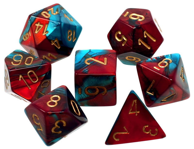 Chessex Gemini: Red-Teal/Gold 7 Dice Set