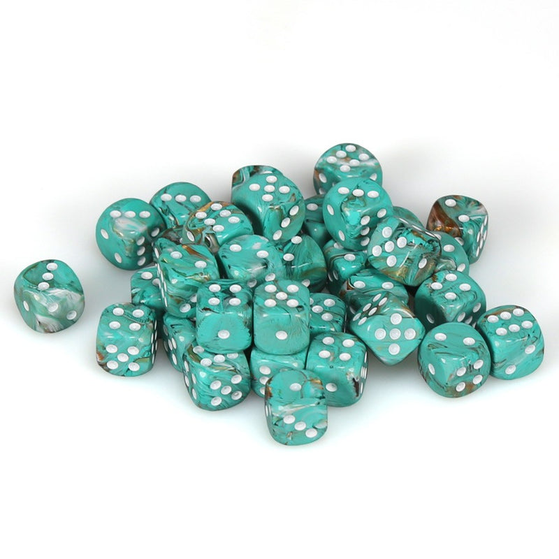 Chessex Marble: 12MM D6 Oxi-Copper with White (36)