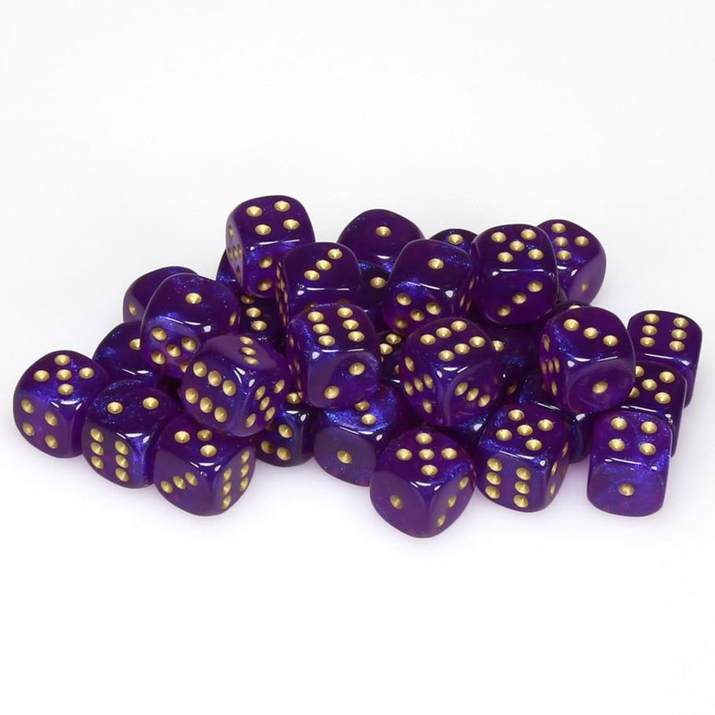 Chessex Borealis: 12MM D6 Royal Purple/Gold (36)