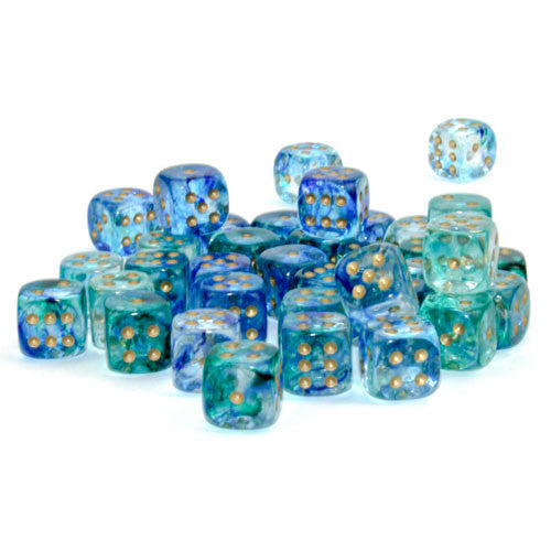 Chessex Nebula: 12MM D6 Oceanic/Gold (36)