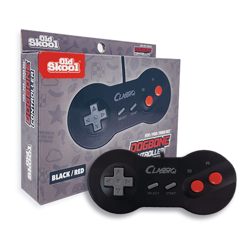 Old Skool NES Dogbone Controller (Black/Red)