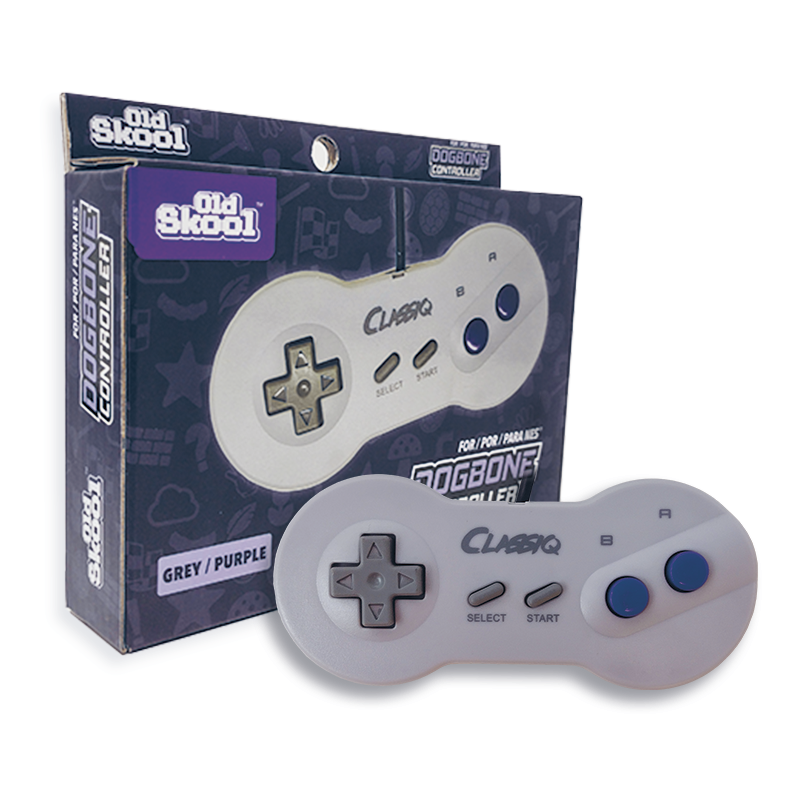 Old Skool NES Dogbone Controller (Grey/Purple)