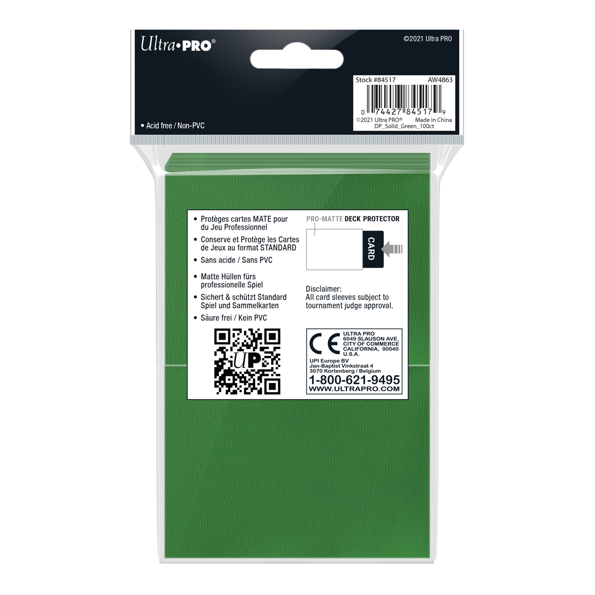 Ultra PRO: Standard 100ct Sleeves - PRO-Matte (Green)