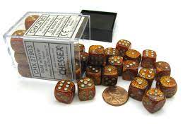 Chessex Glitter: 12MM D6 Gold/silver (36)