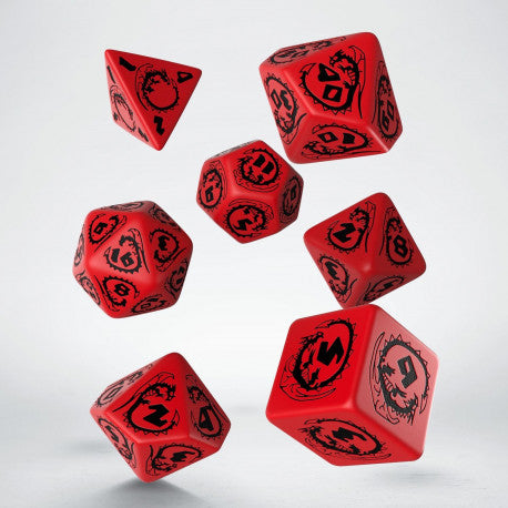 Q Workshop Dice Set - Dragons Red and Black 7 Dice Set