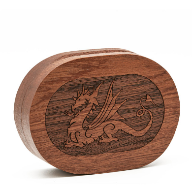 Dragon - Sapele Wood Dice Box (Oval)