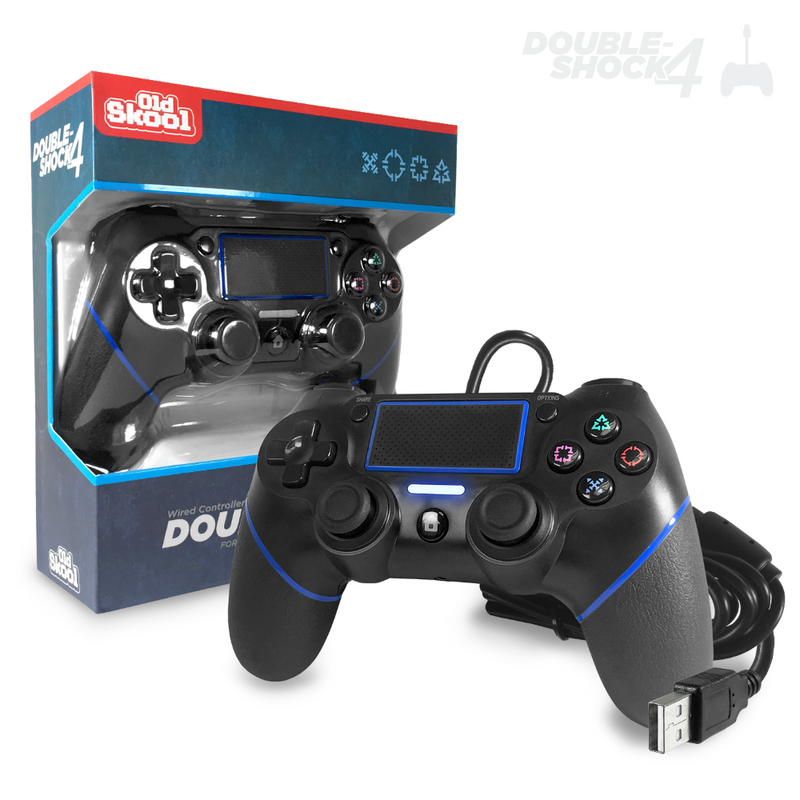 Old Skool Playstation 4 Double Shock 4 Wired Controller - Jet Black