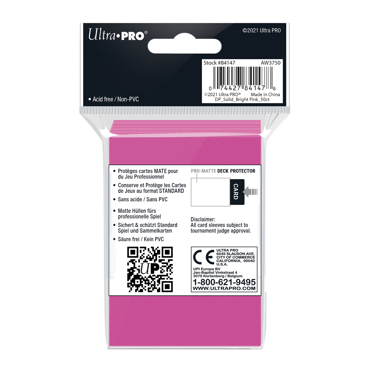 Ultra PRO: Standard 50ct Sleeves - PRO-Matte (Bright Pink)