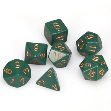 Chessex Opaque: Dusty Green/Copper 7 Dice Set