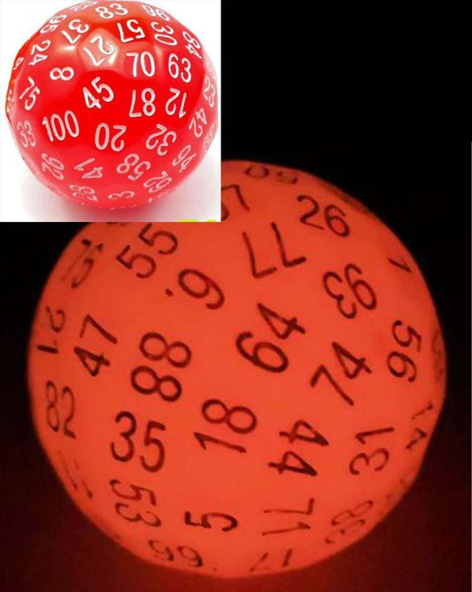 100 Sided Die - Glow Red D100