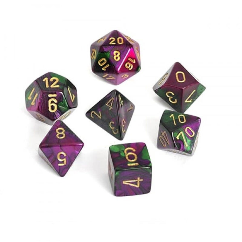 Chessex Gemini: Green-Purple/Gold 7 Dice Set