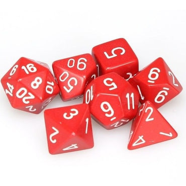 Chessex Opaque: Red/White 7 Dice Set