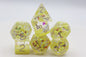RPG Dice Set: Milk Yellow with Shimmer Diamond Filled