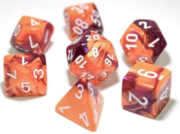 Chessex Gemini: Orange-Purple/White 7 Dice Set