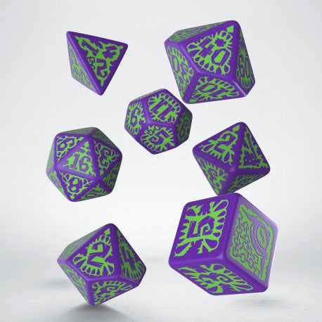 Q Workshop Dice Set - Pathfinder Goblin Purple and Green 7 Dice Set