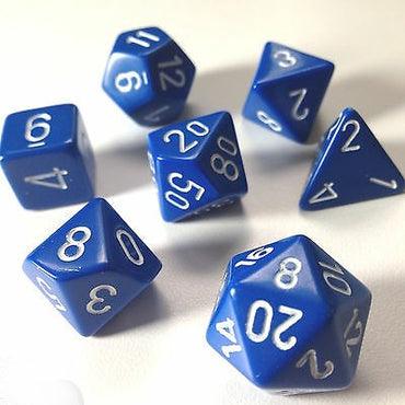 Chessex Opaque: Blue/White 7 Dice Set