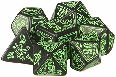 Q Workshop Dice Set - Call of Cthulu Black and Green 7 Dice Set