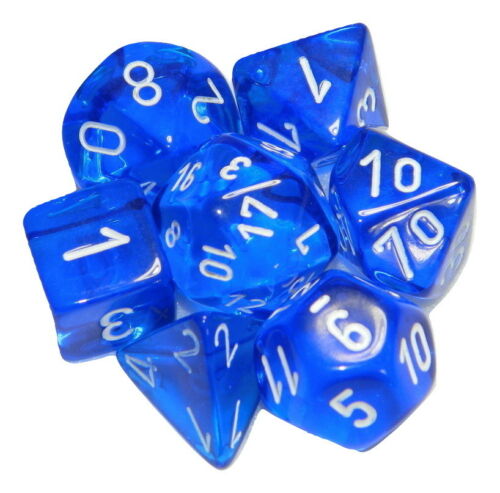 Chessex Translucent: Blue/White 7 Dice Set