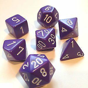 Chessex Opaque: Purple/White 7 Dice Set