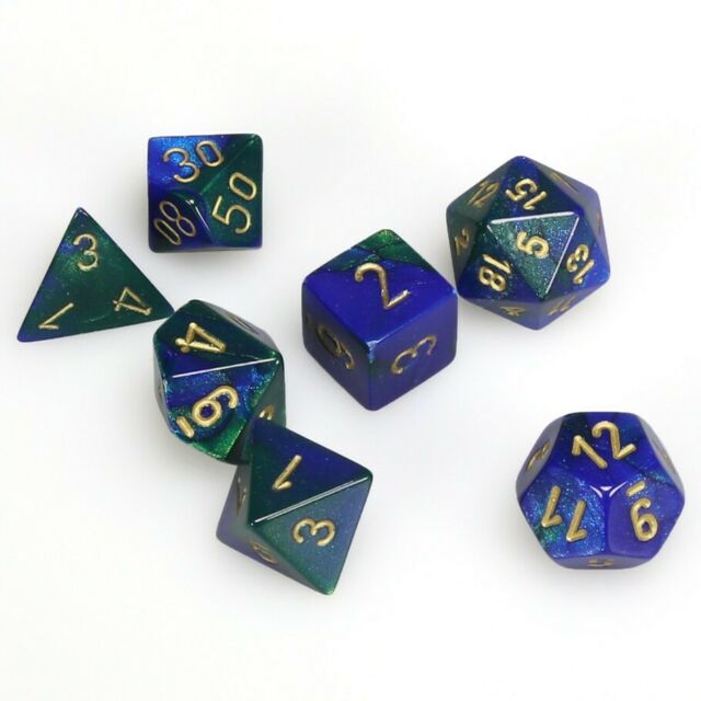 Chessex Gemini: Blue-Green/Gold 7 Dice Set