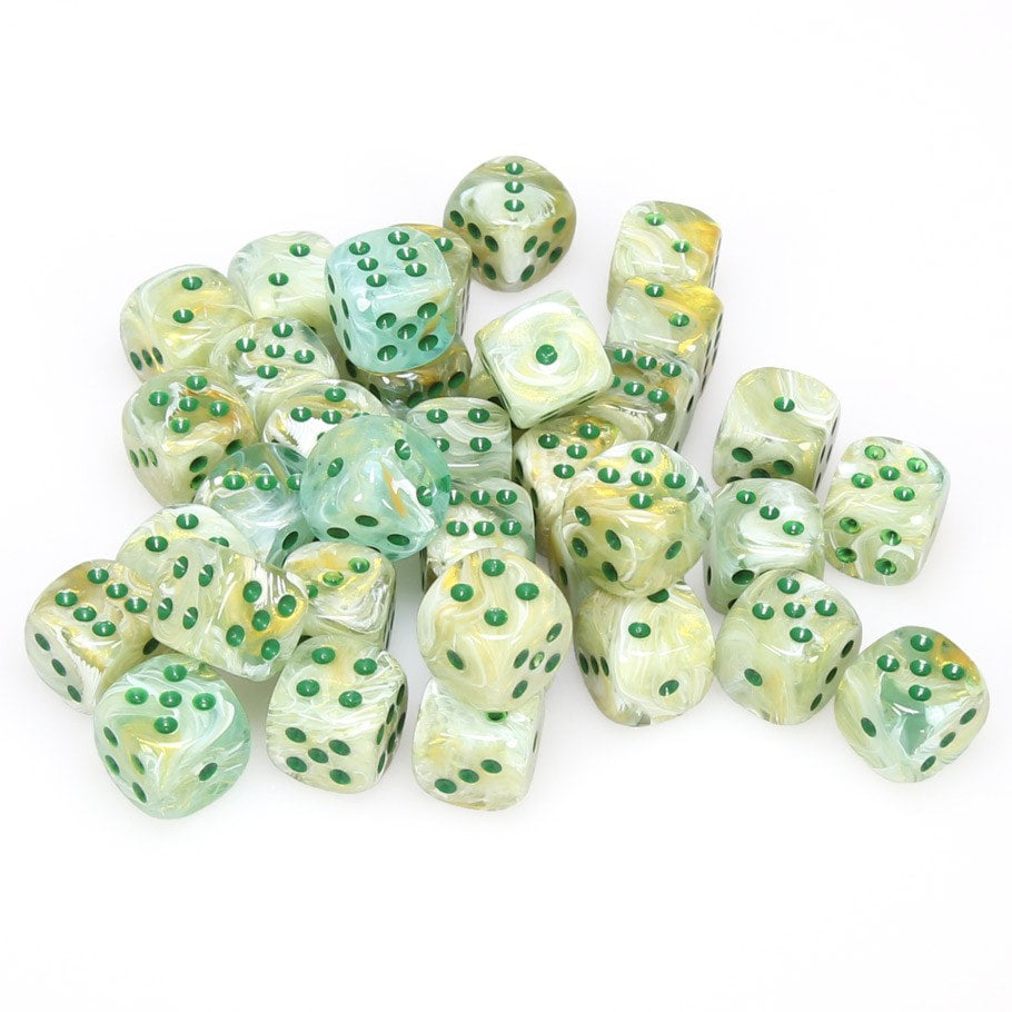 Chessex Marble: 12MM D6 Green/Dark Green (36)