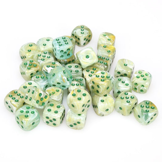 Chessex Marble: 12MM D6 Green/Dark Green (36)
