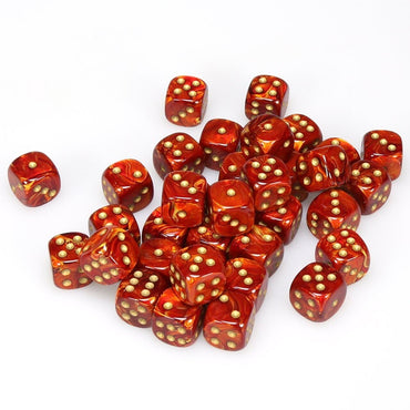Chessex Scarab: 12MM D6 Scarlet/Gold (36)