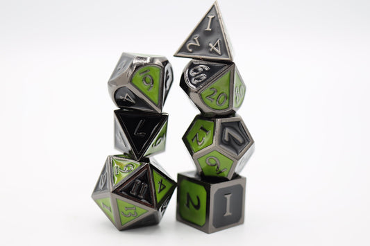 Dual Black and Green RPG Dice Set