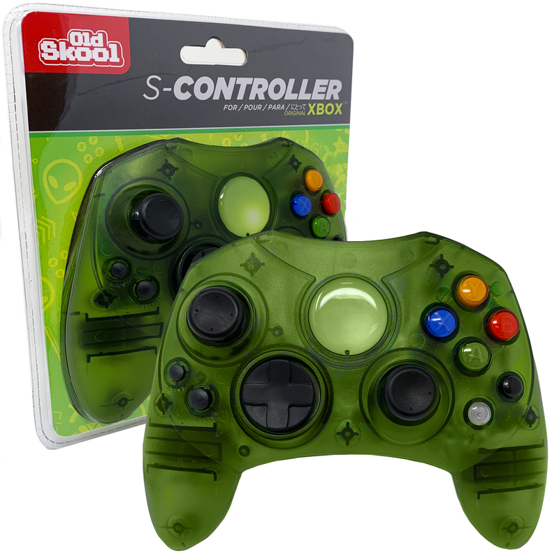 Old Skool Xbox Controller S-Type Wired Game Pad - Green